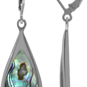 Inlay White Gold Plated 925 Sterling Silver Drop Dangle Leverback Earrings